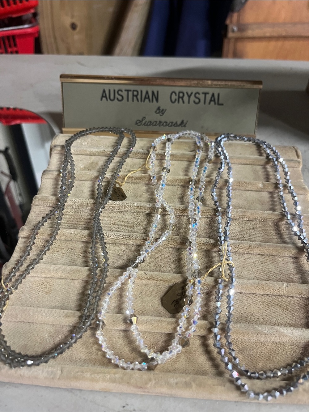Swarovski Crystal Necklace in Clear, Silver, and Gray17 inches long